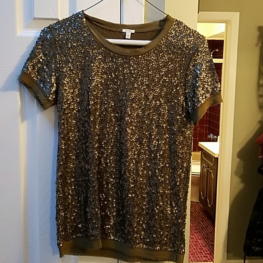 J Crew Sequin Tshirt Tee XXS